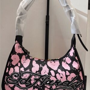 Ed Hardy Pink and Black Graphic Shoulder Bag
